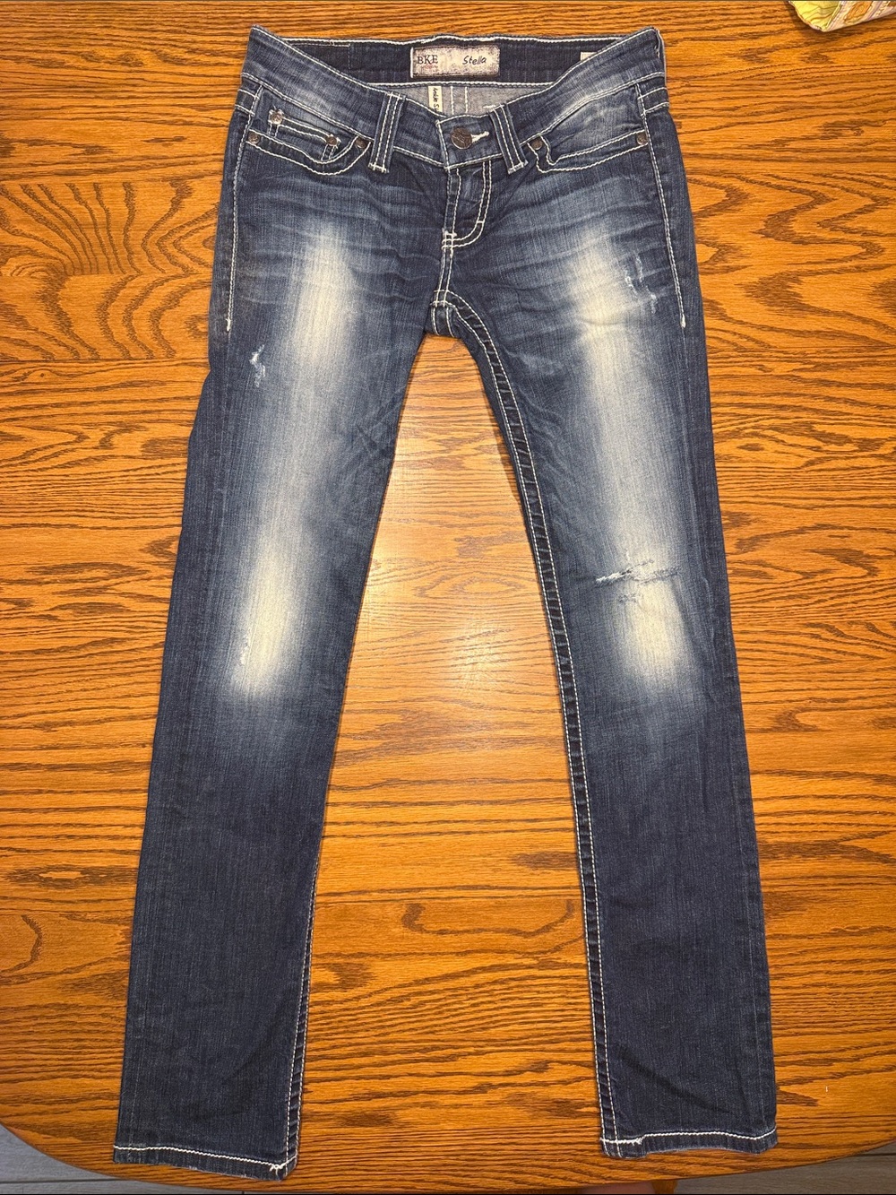 Slim Fit Distressed Skinny Jeans - Blue -